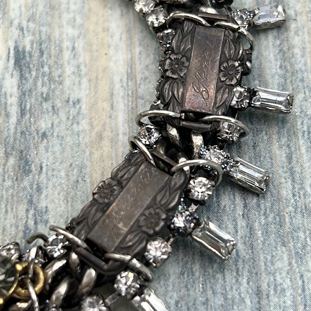 Adorned Crown Artisan Assemblage Silver Name Link… - image 8